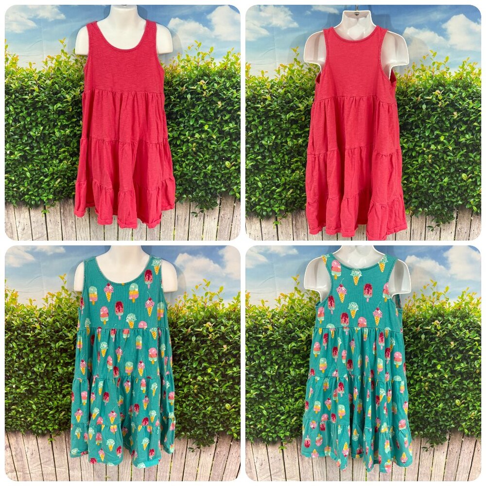 Girls Sleeveless Tiered Relaxed Fit Cotton Tank Dresses Size 7 (SKU: 155GG)